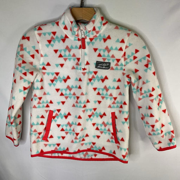 Size 7-8: Eddie Bauer White/Pink/Blue Triangles 1/2 Zip Fleece Pullover