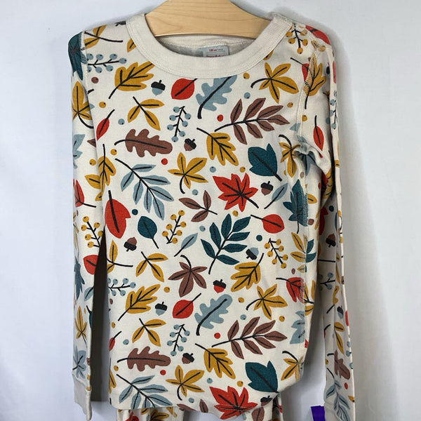 Size 8 (130): Hanna Andersson Cream/Multi Fall Foliage Organic Cotton 2pc PJs
