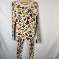 Size 8 (130): Hanna Andersson Cream/Multi Fall Foliage Organic Cotton 2pc PJs
