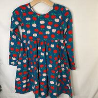 Size 8 (130): Hanna Andersson Blue/Red/Pink Apples Long Sleeve Pocket Dress