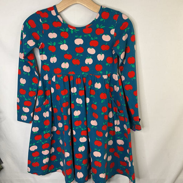 Size 8 (130): Hanna Andersson Blue/Red/Pink Apples Long Sleeve Pocket Dress