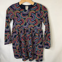 Size 8 (130): Hanna Andersson Navy/Rainbows Long Sleeve Pocket Dress