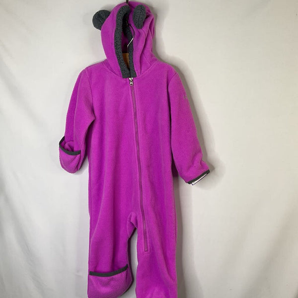 Size 12-18m: Columbia Purple/Gray Trim Teddy Ear Fleece Bunting