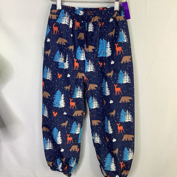 Size 4: Jan & Jun Navy/Multi Woodland Fleece Lined Rain Pants