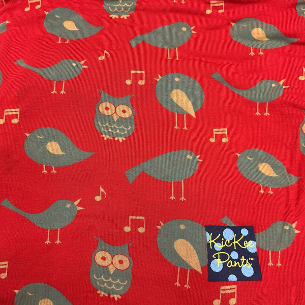 Kickee Red/Blue/Gray Songbirds Bamboo Swaddle Blanket
