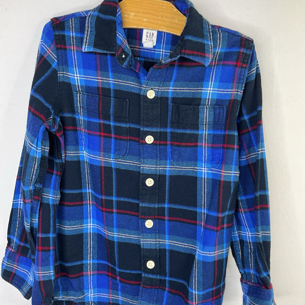 Size 6-7: Gap Blue/White/Red Plaid Flannel Button-Up Shirt