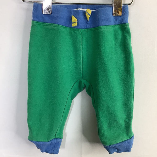 SIze 3-6m: Boden Blue/Green Dino Applique Cozy Pants