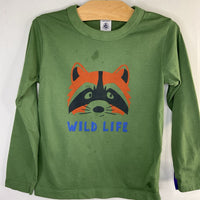 Size 6: Petit Bateau Green/Multi Raccoon Long Sleeve Shirt