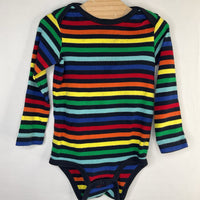 Size 12-18m: Primary Black/Rainbow Striped Long Sleeve Onesie