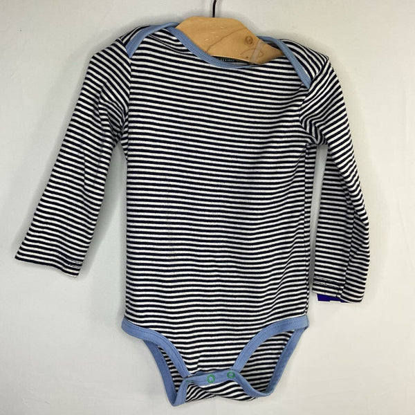 Size 12-18m: Primary Navy/White Striped Long Sleeve Onesie
