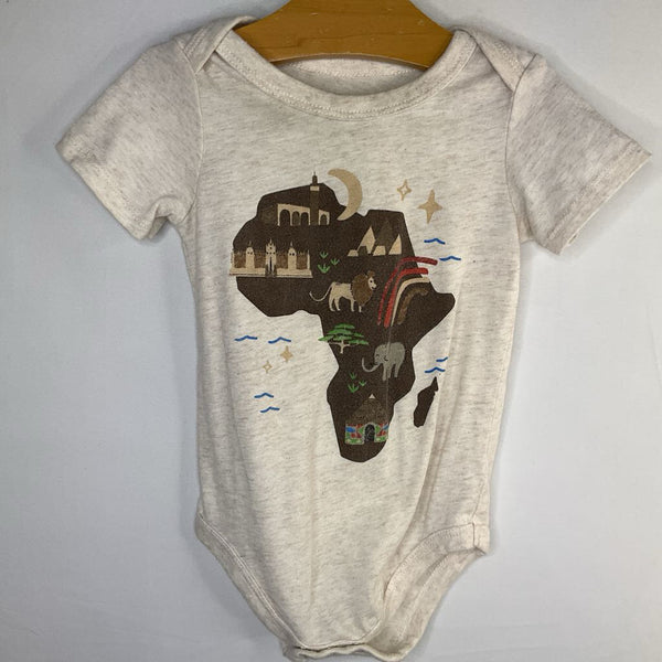 Size 12-18m: Well Worn Beige/Multi Africa Onesie