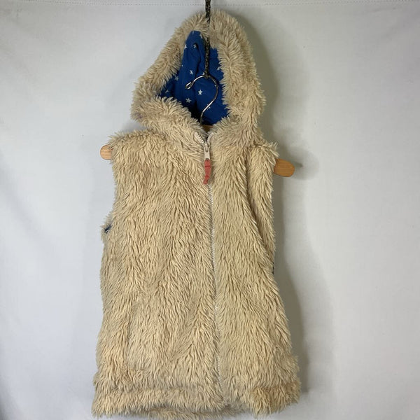 SIze 5-6: Boden CreamFaux Fur Hooded Zip-Up Vest