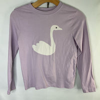 Size 8 (130): Hanna Andersson Purple/White Swan Long Sleeve Shirt
