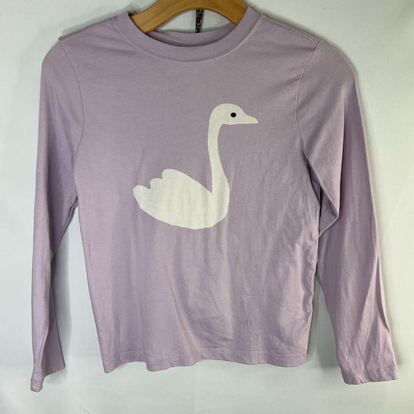 Size 8 (130): Hanna Andersson Purple/White Swan Long Sleeve Shirt