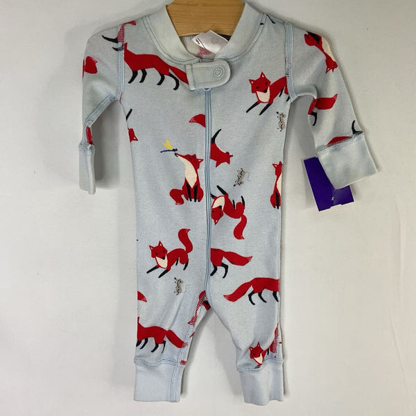 Size NB: Hanna Andersson Blue/Red Foxes Organic Cotton Zip PJs REDUCED