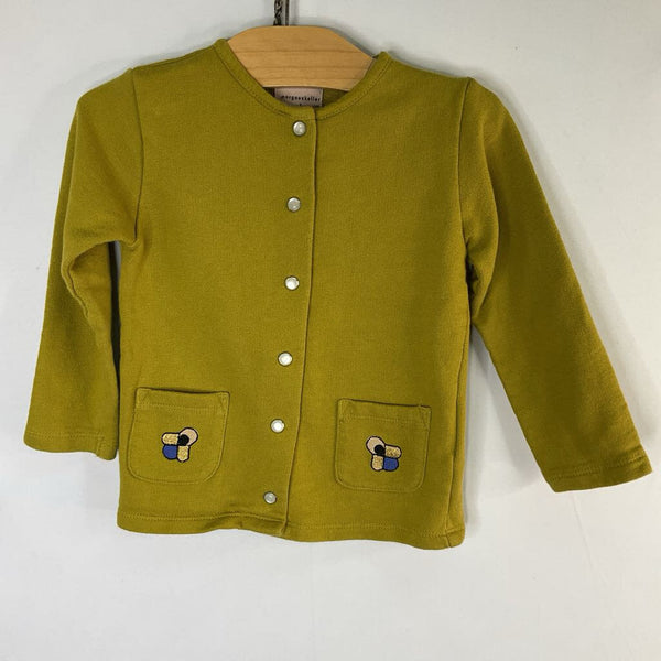 Size 2-3: Monoprix Green/Multi Embroidered Pearl Snap Cardigan