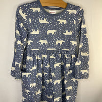 Size 4 (100): Hanna Andersson Blue/White Polar Bears Long Sleeve Pocket Dress