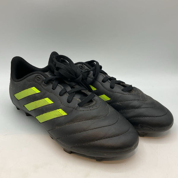 Size 3.5Y: Adidas Black/Neon Green Blue Lace-Up Soccer Cleats