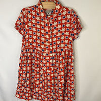 Size 5 (110): Hanna Andersson Red/Whtie/Blue Floral Button-Up Dress