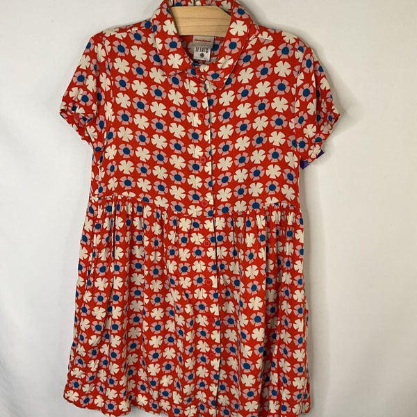 Size 5 (110): Hanna Andersson Red/Whtie/Blue Floral Button-Up Dress