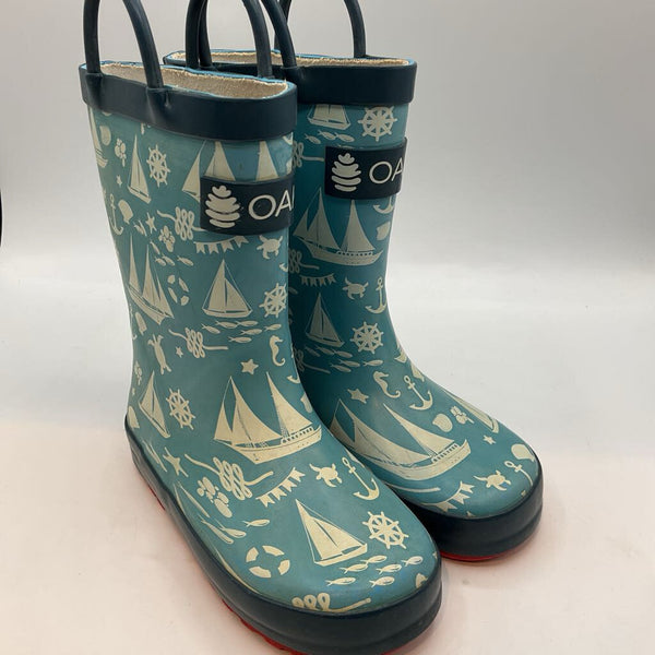 Size 9-10: Oaki Blue/White Nautical Rain Boots REDUCED