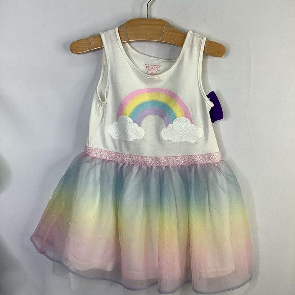 Size 4: White/Rainbow Sparkle Tulle Skirt Tank Dress