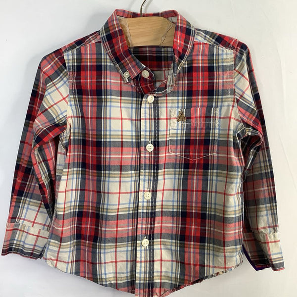 Size 3: Gap Red/Navy/Beige Plaid Button-Up Shirt