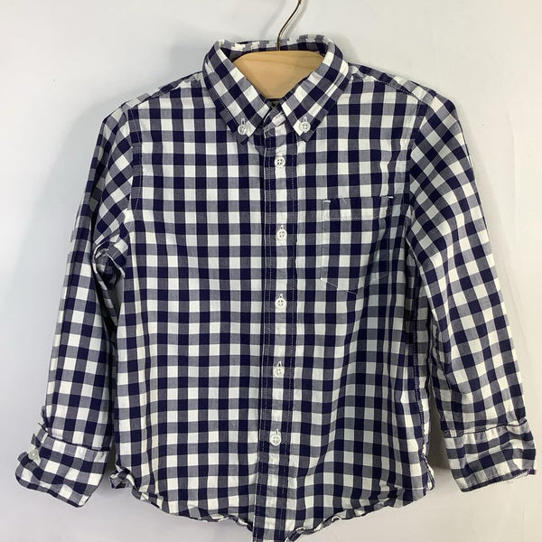 Size 3: Crewcuts Blue/White Gingham Button-Up Shirt
