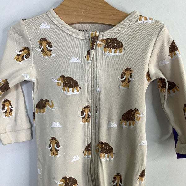 Size 3-6m: Petit Lem Gray/Brown Wooly Mammoths 1pc Footy PJs