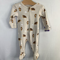 Size 3-6m: Petit Lem Gray/Brown Wooly Mammoths 1pc Footy PJs