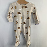 Size 3-6m: Petit Lem Gray/Brown Wooly Mammoths 1pc Footy PJs