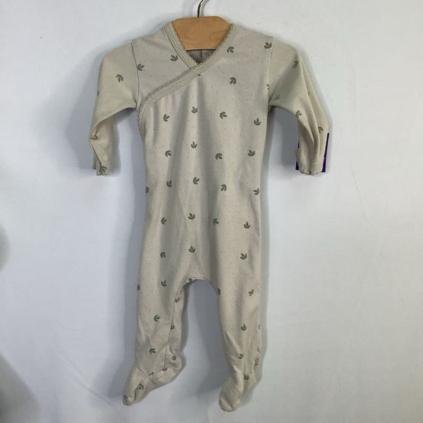 Size 3-6m: Ely's and Co. Gray/Green Leaves Footy Romper