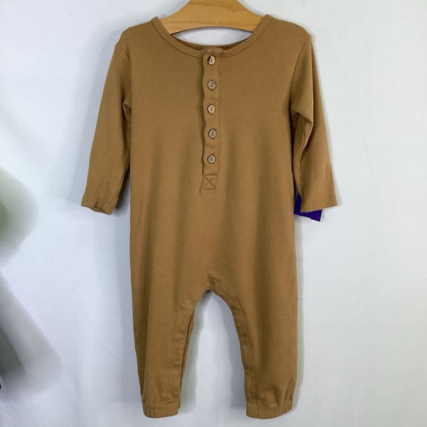 Size 6-12m: Quincy Mae Brown Snap Henley Romper