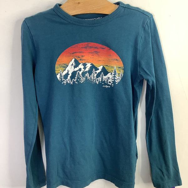 Size 4-5: Crewcuts Blue/Multi Mountain Sunrise Long Sleeve Shirt