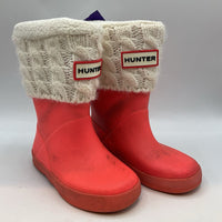 Size 12: Hunter Pink Cable Knit Lined Rain Boots REDUCED