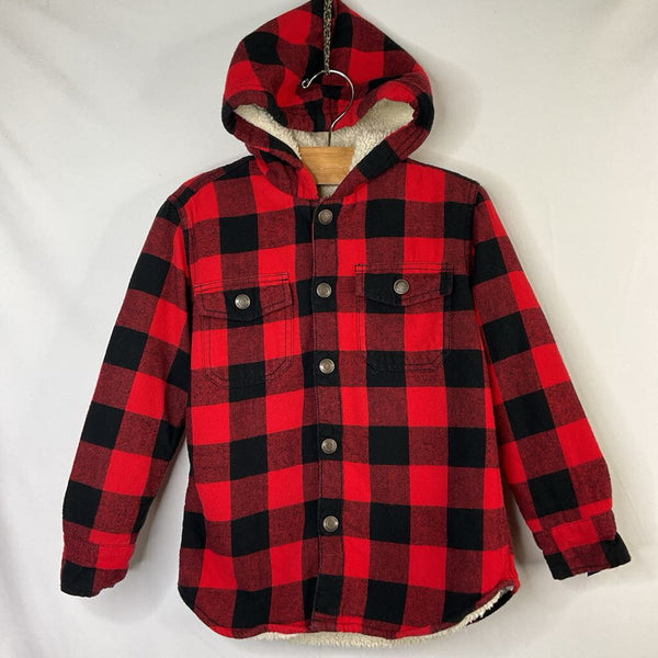 Size 4: Tucker + Tate Red/Black Flannel Sherpa Lined Hooded Jacket