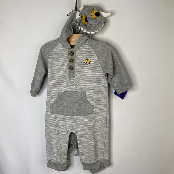 Size 3-6m: Where the Wild Things Are Gray Hooded Romper