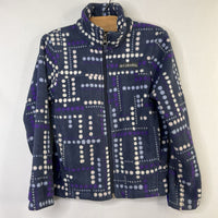 Size 6-7: Columbia Blue/White/Purple Dots Fleece Zip Coat