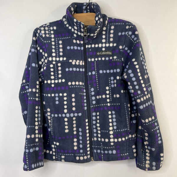 Size 6-7: Columbia Blue/White/Purple Dots Fleece Zip Coat
