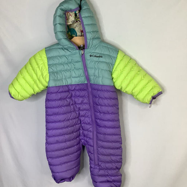 Size 6-12m: Columbia Colorful Dinos/Color Block Reversible Poly Fill Snowsuit
