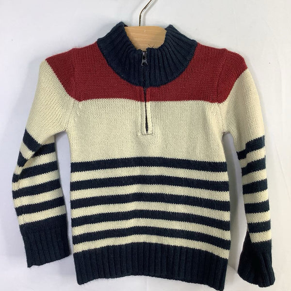 Size 2: Maximus Rex Beige/Navy/Red 1/4 Zip Sweater