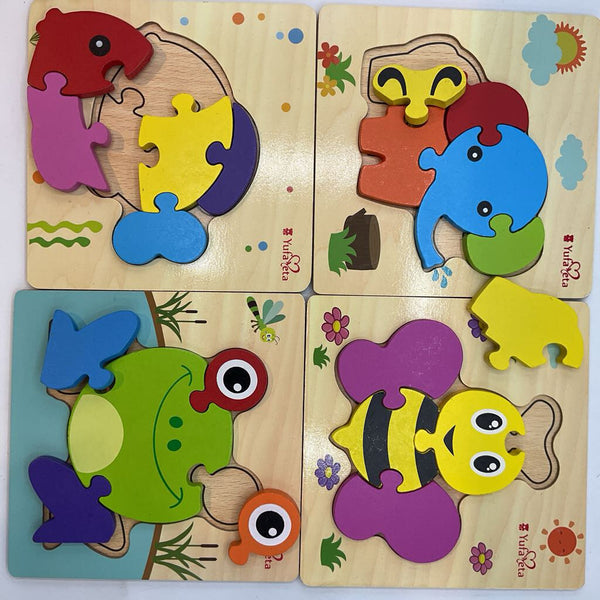 4pk Wooden Chunky Puzzle