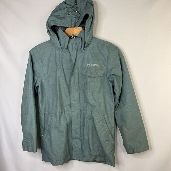 Size 8: Columbia Heathered Blue Mesh Lined Raincoat