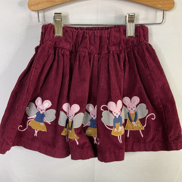 Size 2-3: Lilly + Sid Purple/Multi Fairy Mice Applique Cord Skirt