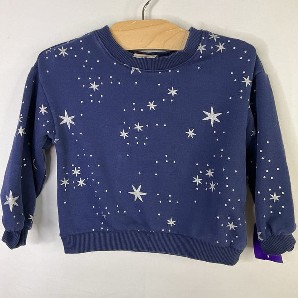 Size 2 (85): Hanna Andersson Navy/Silver Stars Sweatshirt