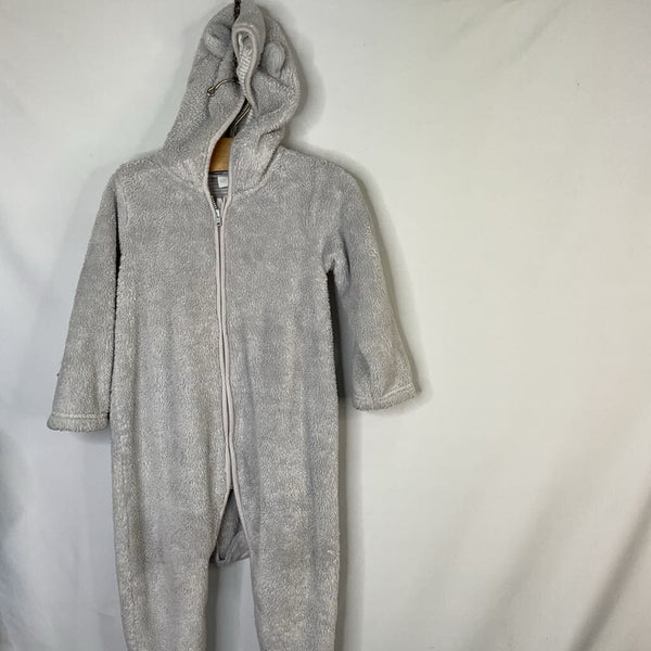 Size 18-24m: The Little White Company Light Gray Fleece Teddy Ear Bunting