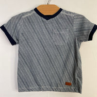 Size 2: 7 For All Mankind Blue/White V-Neck Shirt