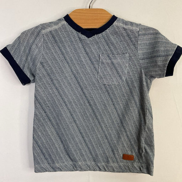 Size 2: 7 For All Mankind Blue/White V-Neck Shirt