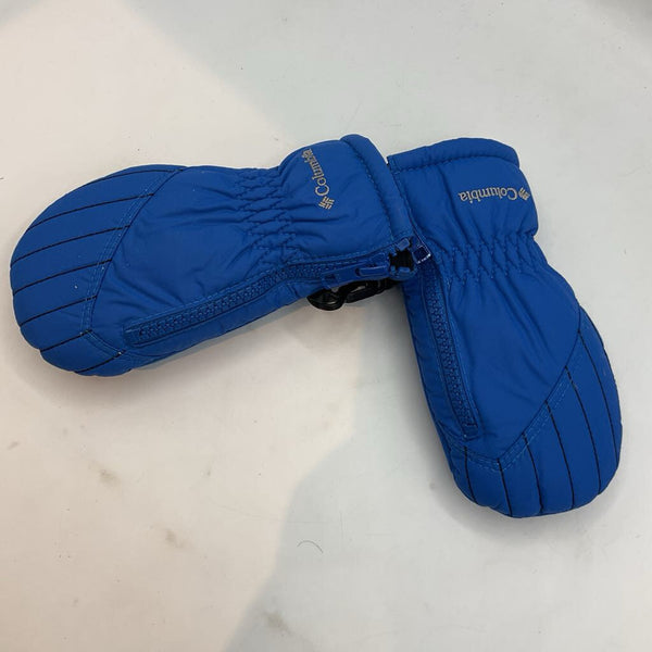 Size OS Toddler: Columbia Blue/Black Fleece Lined Snow Mittens