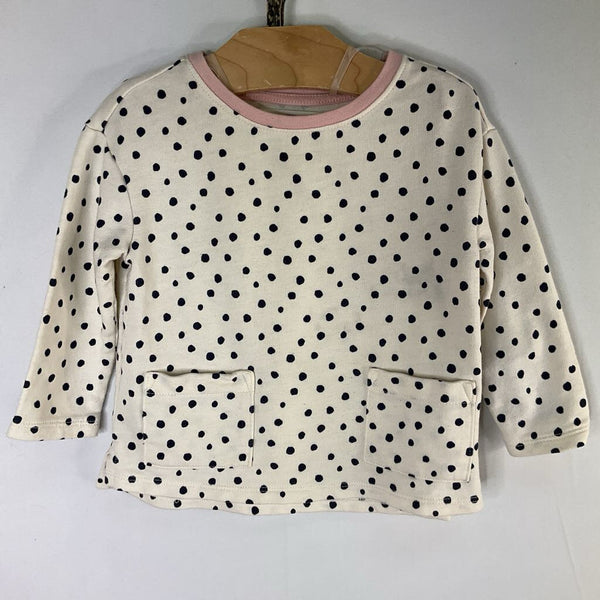Size 12-18m: Old Navy White/Navy Dots Long Sleeve Shirt